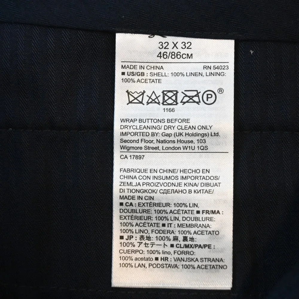 Banana Republic 32x32 Blue 100% Linen‎ 581140 Slim Dress Mens Pants